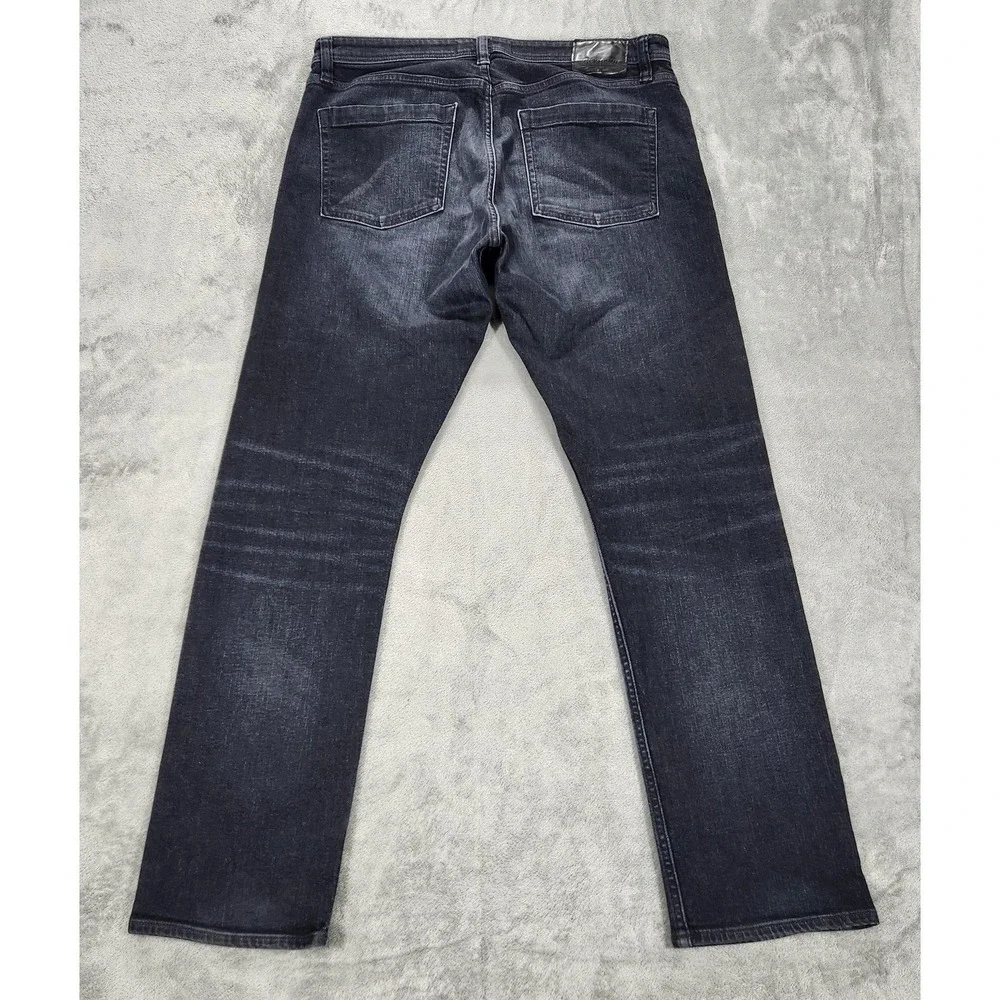 Revtown Jeans‎ Mens 35x32 Gray Sharp Slim Straight Dark Wash Stretch Denim